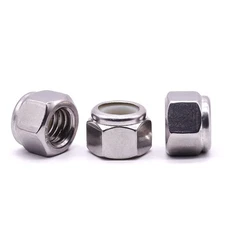#10-24 (100 PCS) Stainless Steel Hex Locknuts with White Nylon Insert, Stainl...