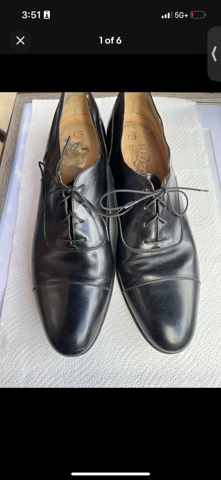 Salvatore Ferragamo Men's Leather Oxfords, Size 13 - Image 4 of 4