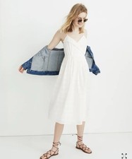 Madewell Embroidered Pleated Wrap Dress Size Small Midi Length