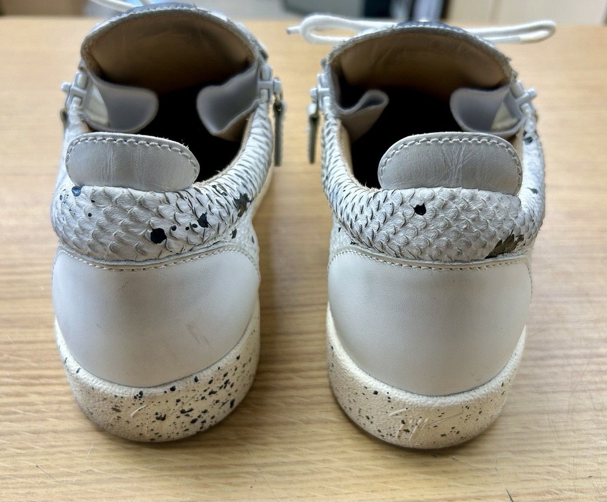 Giuseppe Zanotti White/Black Python Embossed Leather Double Sketch 