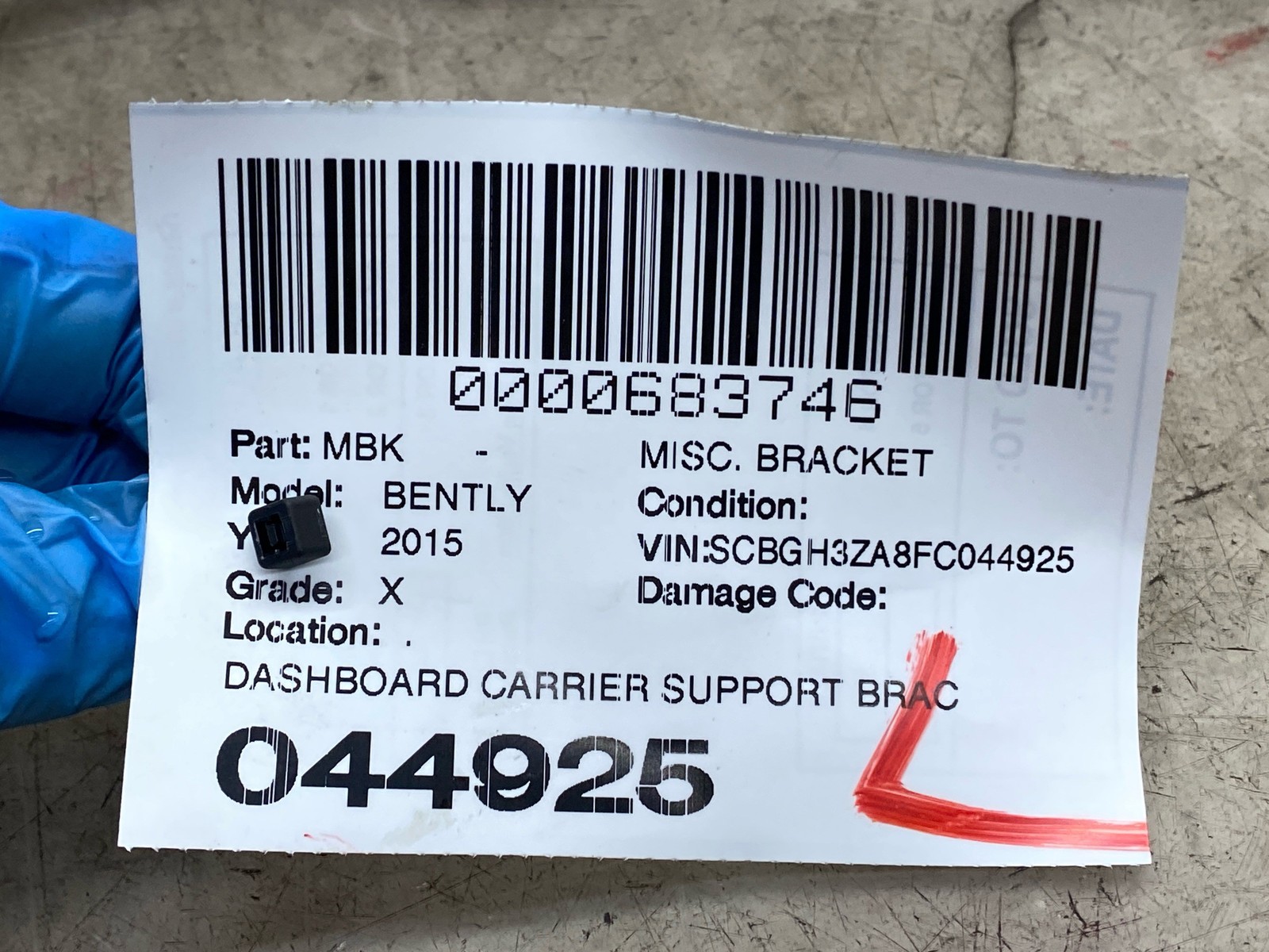 2015 BENTLEY CONTINENTAL DASHBOARD CARRIER SUPPORT BRACKET 3W8858788R OEM