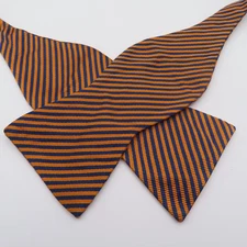 Tommy Hilfiger Bow Ties Silk Blue Orange Striped Repp 2.5" Wide