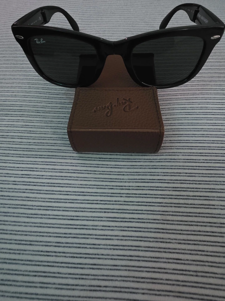 Ray-Ban RB4105 601 Folding Wayfarer Sunglasses Black Green 54-20 140 3N, photo 2 of 5