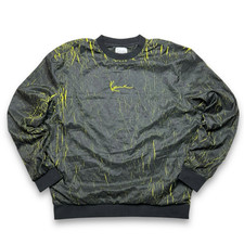 Karl Kani Black Yellow Windbreaker Sweatshirt Dynamic Abstract Design Size M