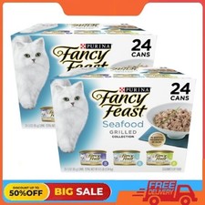 2 x Purina Fancy Feast Grilled Kitten Food, Wet Cat Food, Seafood, 3oz Can, 24Ct