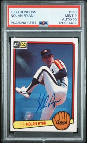 1983 Donruss Nolan Ryan HOF Signed Baseball Card 118 PSA 9 DNA Certified Auto 10