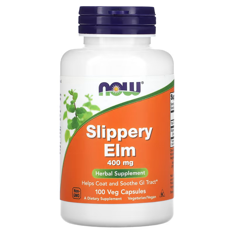 NOW Foods Slippery Elm 400mg 100 Veg Caps | Digestive & Throat Support