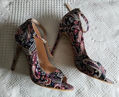 NEW JOLIMALL Paisley Open Toe Ankle Strap Pumps Shoes Sz 10