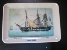 MEBEL CENDRIER  RAMASSE MONNAIE FINA AVEC FREGATE FRANCAISE POMONE A RADE TOULON