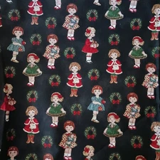 Paper Doll Christmas Windham Cotton Fabric 1.5 Yard 44"W # 30868