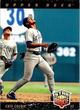 Cris Colon Upper Deck 14 Texas Rangers Star 1993 Rookie Baseball Card. rookie card picture
