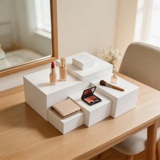 Acrylic Risers, Cube Boxes, Jewelry Candy Display, Showcase Organizer White 6pcs