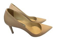 Prada Women's Pointed Toe Leather Pumps in Beige Size 38