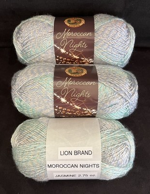 Lion Brand MOROCCAN NIGHTS Yarn JASMINE #302 Blue Beige Pink Sparkle