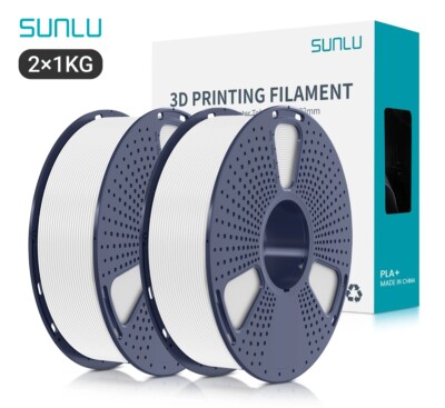 2×1KG SUNLU PETG Filament Hohe Zähigkeit 3D-Drucker Verbrauchsmaterial Weiß