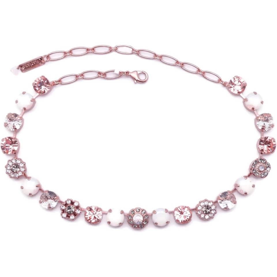 Collar Mariana Ice Queen Oro Rosa Melocotón Gris Blanco Cristal Flor 1154 Nuevo con Etiquetas Foto 2 de 3