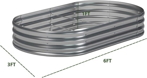 2 Pack Galvanized Raised Garden Bed Metal Oval Planter Box for Vegetables (6X3X1 - Picture 2 of 6