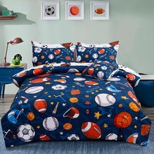 6PCS BED IN A BAG FULL SPORTS MICROFIBER MODERN COMFORTER SETNAVY RUGBY BALL PRI