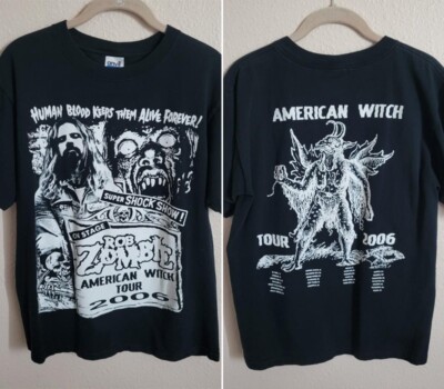 Rob Zombie American Witch Tour 2006 White Black 2 sided Graphic T-Shirt