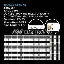 KIT 28 BARRE STRIP LED TV SONY 750TV07-V1 750TV08-V1 KDL75W855C
