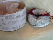 vintage shciaparelli hat Ivory Wool with rhinestones Hochschild Kohn Hat Box