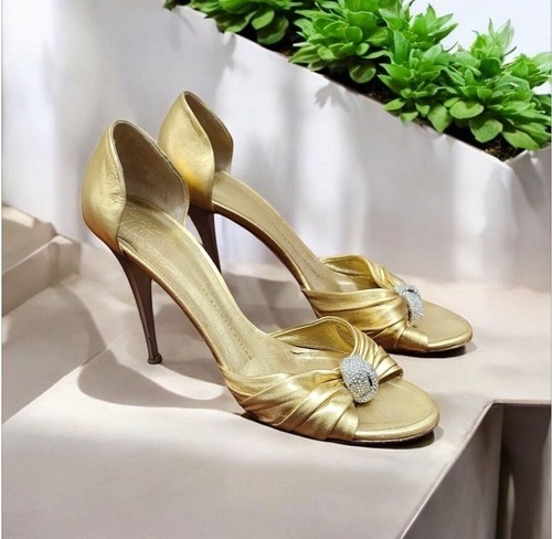 Giuseppe Zanotti Gold Peep Toe Pumps Size EU 39.5/US 9 - Picture 13 of 16