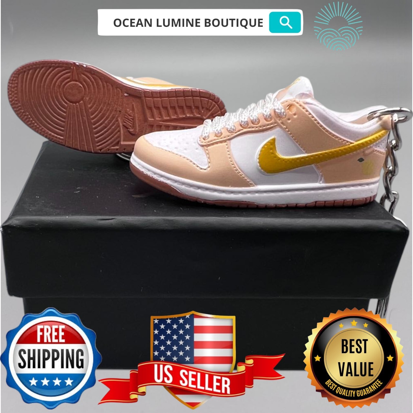 SB DUNK 3D Mini Sneaker Keychain, Jordan Sneaker Collectible, Box Options