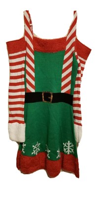 red and green striped sweater dress