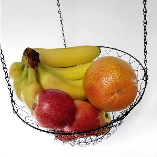 Obstkorb hängend 3 stöckiger Pflanzen Gemüse Hängekorb aus Draht Farbe: Schwarz - Bild 3 von 10