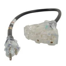 2ft Extension Cord With 3-Outlet Power Block 12 Gauge HeavyDuty Contractor Grade