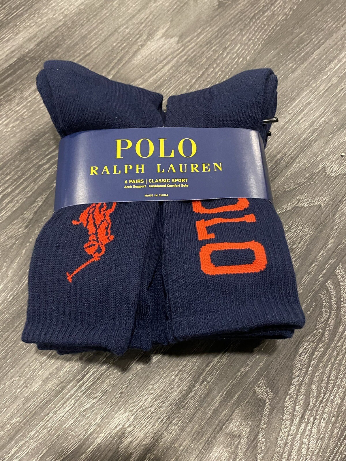 PONY Polo Ralph Lauren Classic calzino sportivo equipaggio confezione da 6 blu navy (10 13) (scarpe taglia 6 12)
