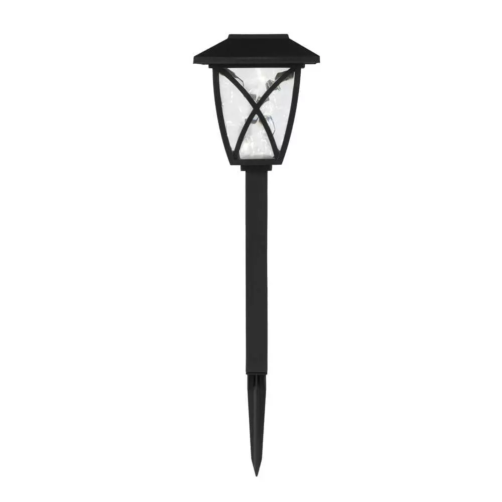 Hampton Bay Path Lights Solar 6Pk Dusk To Dawn Black LED Walkway Sidewalk Light