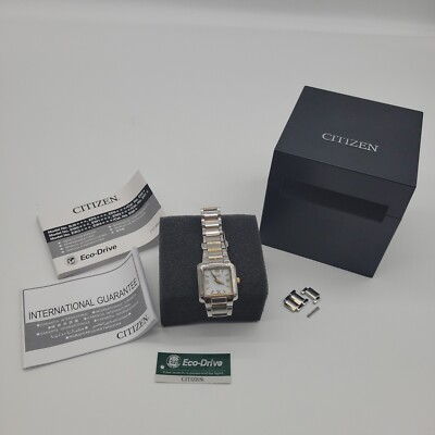 CITIZEN Eco-Drive mens watch Two-Tone SS Sapphire Crystal WR Square Face 