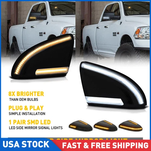 Fit For Dodge RAM 1500 2500 3500 LED Side Mirror Turn Signal Light Puddle Lamps
