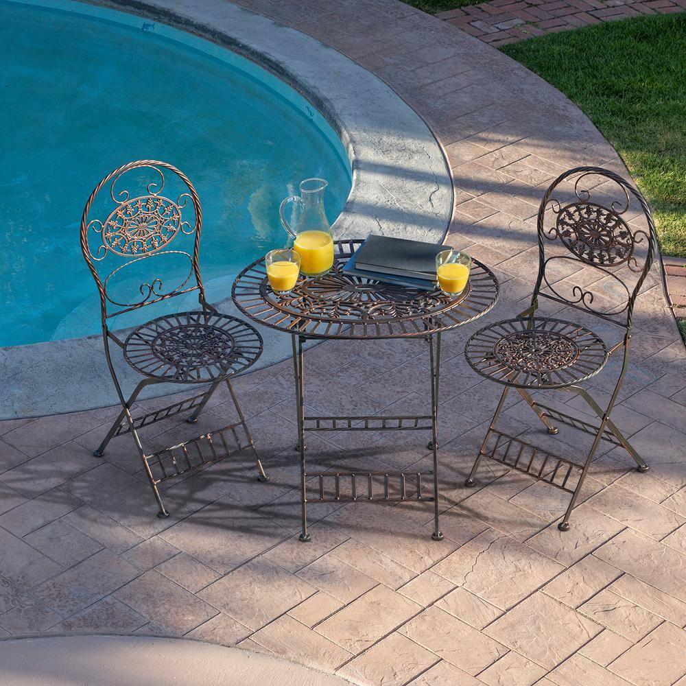 Indoor Outdoor Patio Seating Set Red Alpine Corporation 3-Piece - Table ...