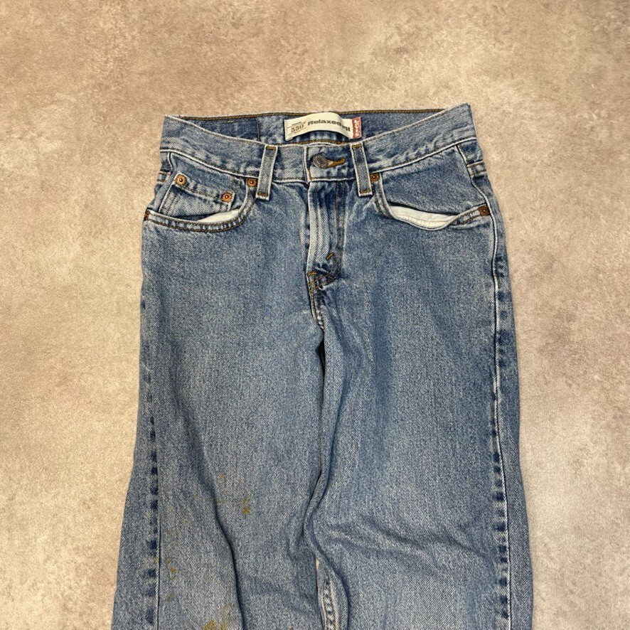 Levis Jeans Kids 550 90s Paper Tag Denim USA Vintage Trousers, Blue, 24” image 3