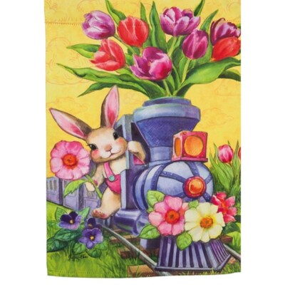 12.5 x 18 Easter Bunny Express Garden Suede Flag
