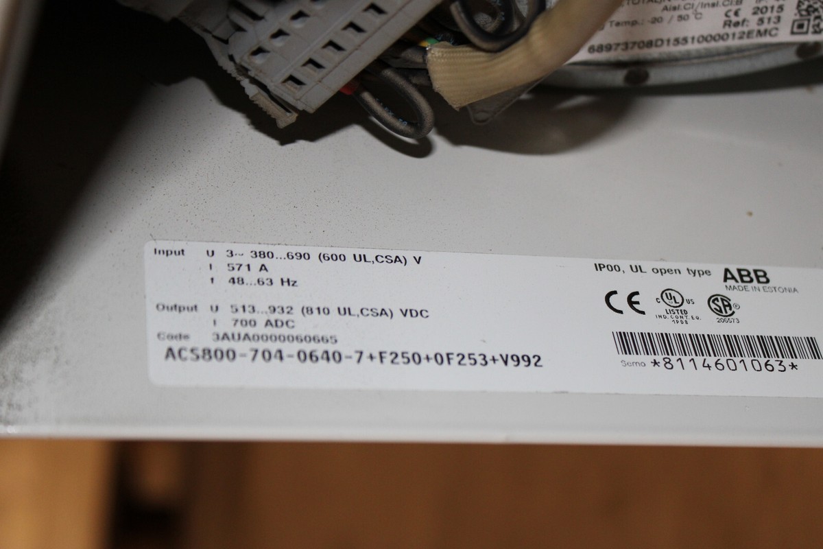 ABB ACS800-704-0640-7 +F250+0F253+V992 AC/DC Multidrive Rectifier