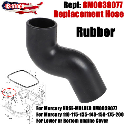 Cooling System Replacement Hose For Mercury HOSE-MOLDED 8M0039077 Rubber Black