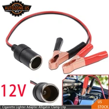 12V Battery To Cigarette Lighter Adapter Alligator Clamp Clip 12 Volt Car Socket