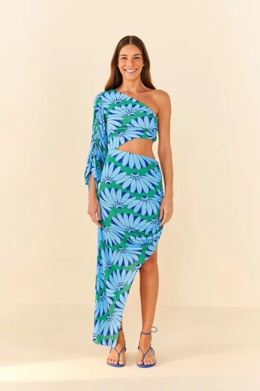 farm rio green topstitched midi dress Green topstitched midi dress – shopatsauce.com main image 1