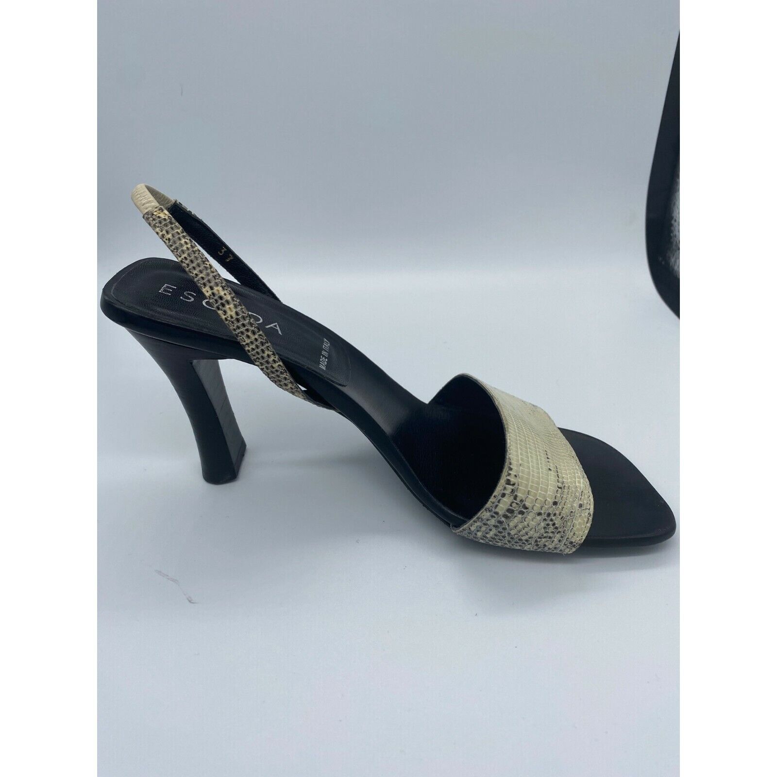 Escada Snake Print Heel Slingback Sandals, Size 7… - image 2