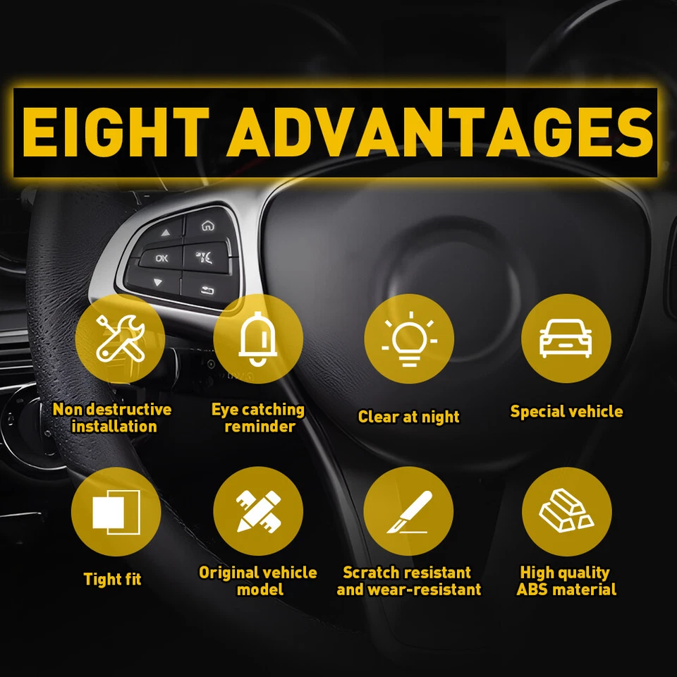 Cubierta de botón de volante negra para Mercedes Benz A B C GLA GLS GLE CLS EOOH Foto 4 de 4