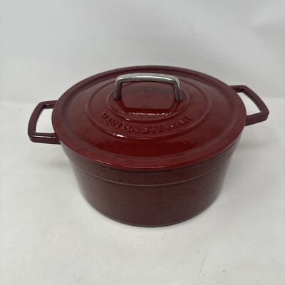 Martha Stewart Burnt Red Enamel Qt Cast Iron Dutch Oven w/ Lid