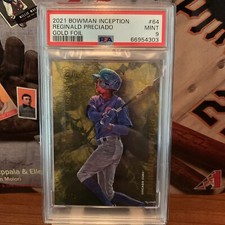 2021 Reginald Preciado Bowman Inception RC 64 Gold /50 PSA 9 Mint