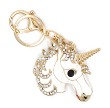 TB Fantasy Unicorn Horse Rhinestones House Car Key Women Fashion Charm Keychains