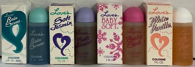 Set of 4 Love's Quartet by MEM cologne 1 oz plastic bottles as pictured Pl Read