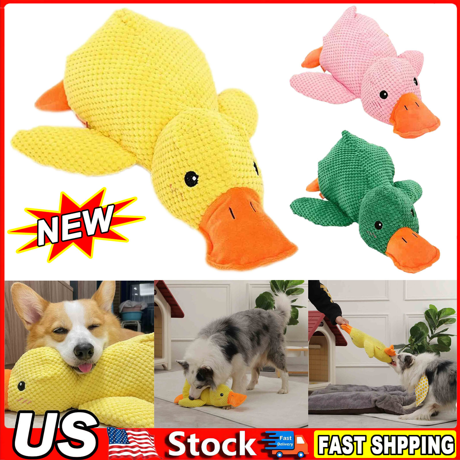 NEW Interactive Quacking Duck Toy for Dog with Real Quack Sound,Stuffed