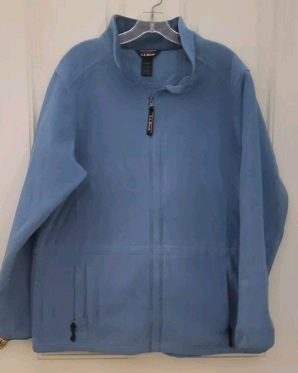 L.l. Bean Zippered Jacket Xl Blue Polyester Fleece