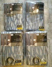NEW 4 Bed Bath & Beyond Gray Silver striped curtain set valances panels 